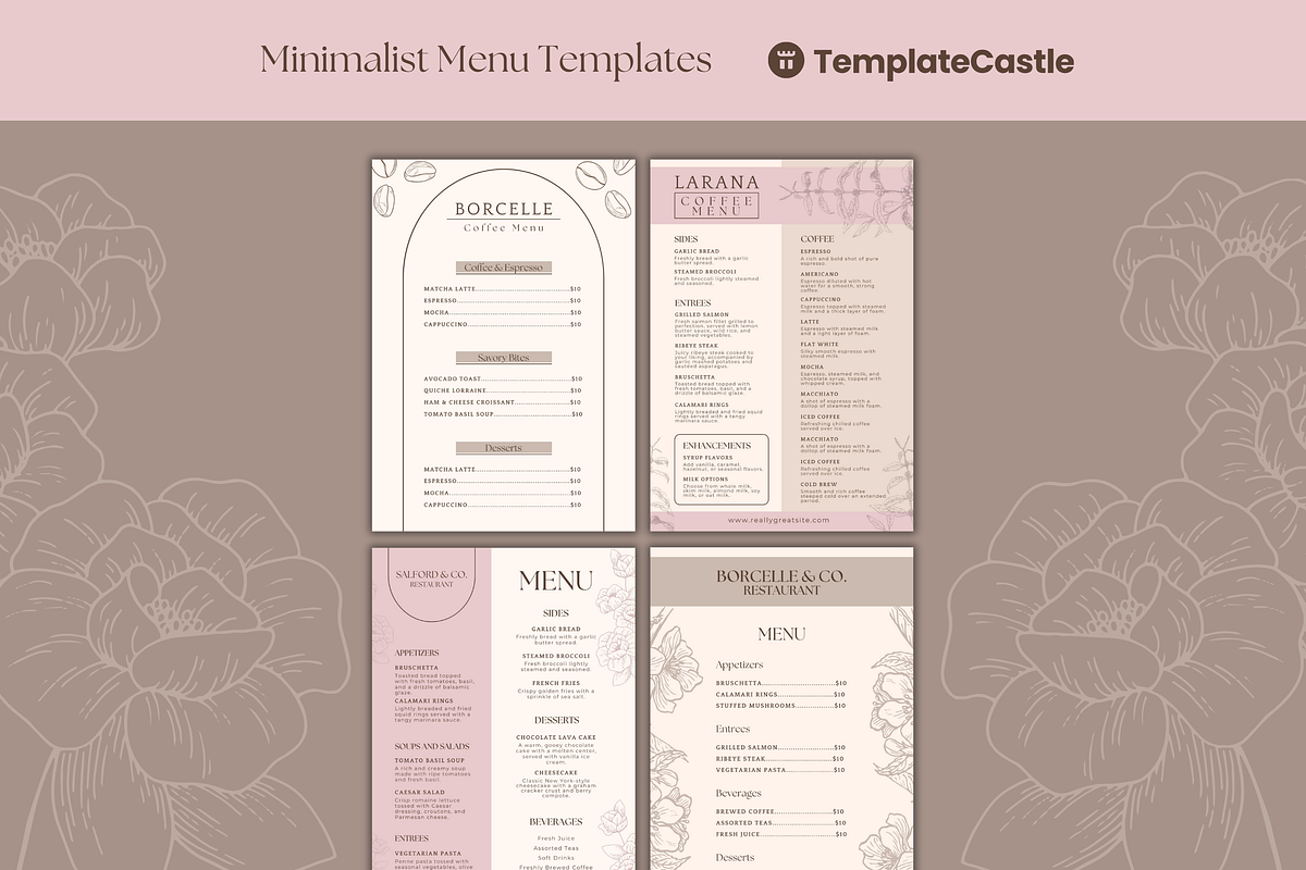 4 Elegant Menu Restaurant Templates, a Templates & Theme by TemplateCastleStore (Photo 1 of 10)