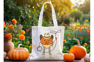 Halloween Pumpkin Cute Cowboy Print