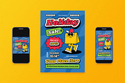 Blue Retro Holiday Sale Flyer Set, a Flyer Template by Aiyari Graphic (Thumbnail 1 of 3)