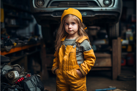 Meticulous Car mechanic child girl, a Person Photo by Ylivdesign