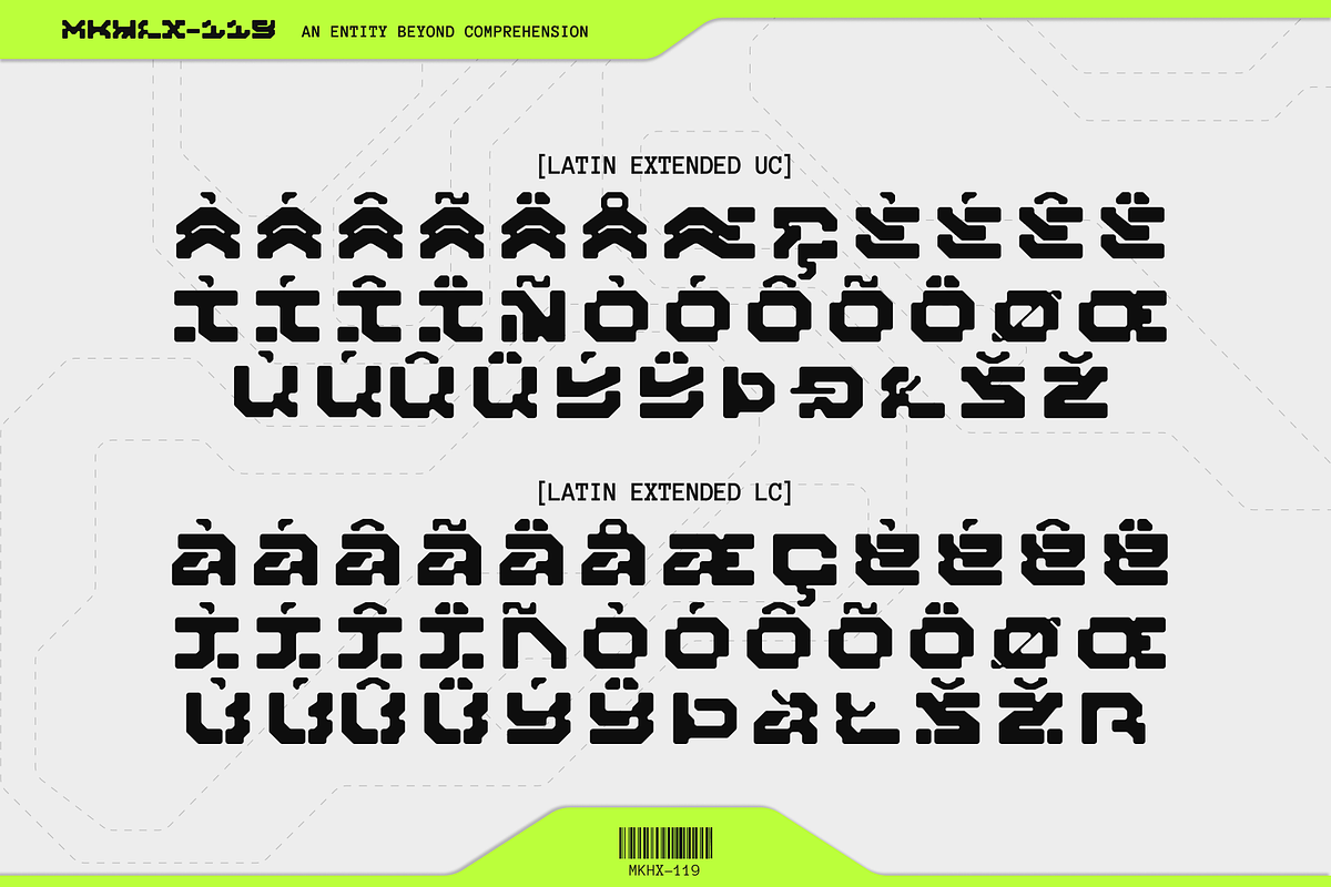 Makhlux 119 - Futuristic Typeface, a Sans Serif Font by Pengedar Seni (Photo 8 of 11)