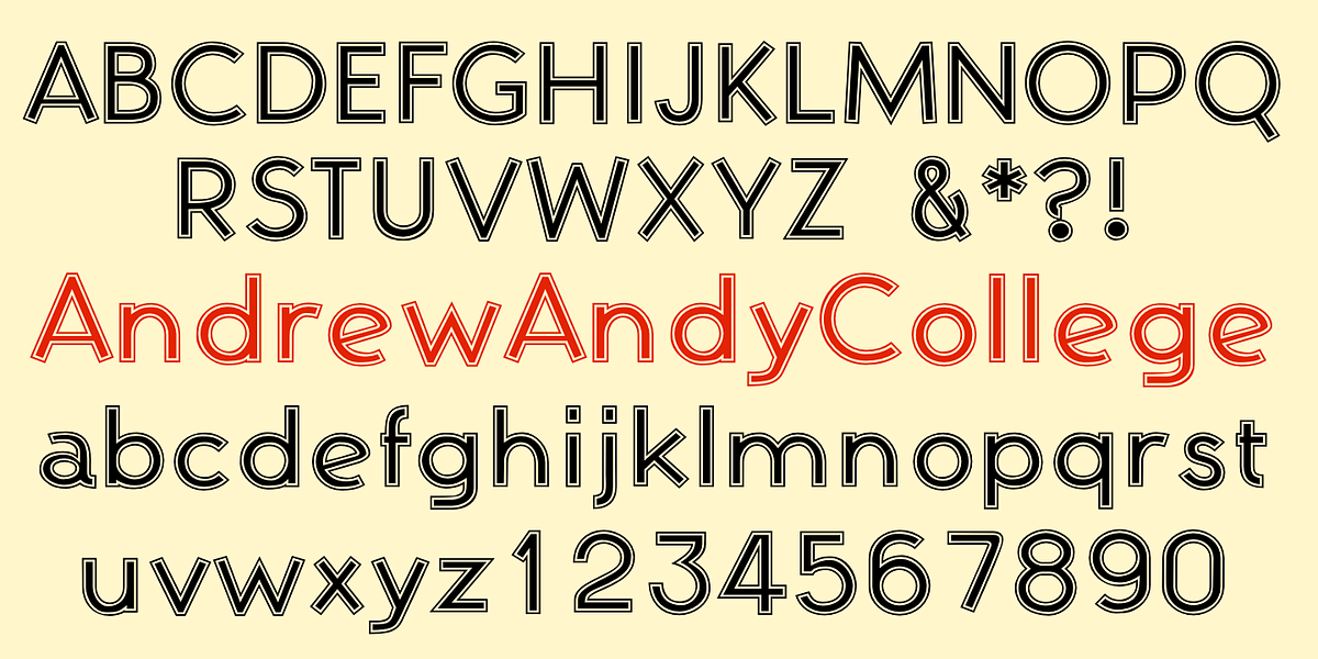 AndrewAndyCollege, a Sans Serif Font by Ingrimayne Type (Photo 2 of 5)