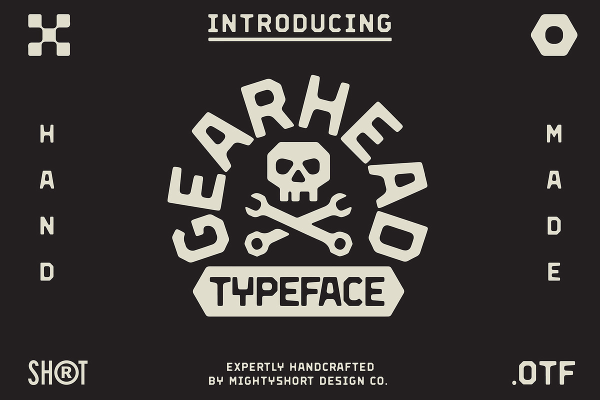 Gearhead Typeface, a Font by MightySHORT (Photo 1 of 4)