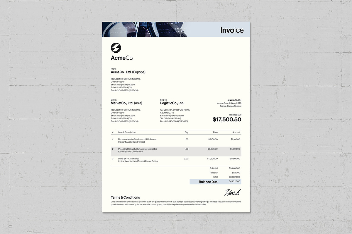 Invoice Template, a Stationery Template by BrandPacks (Photo 4 of 4)