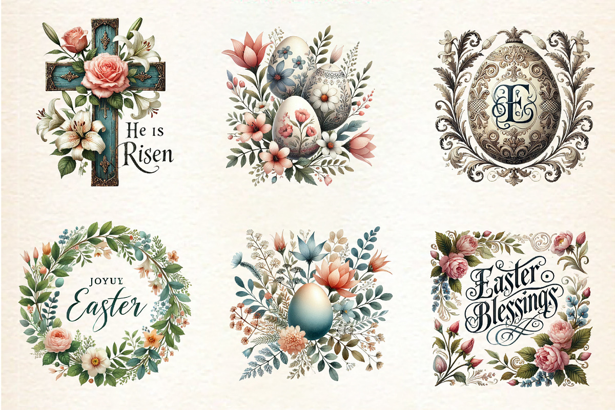Old Vintage Easter Sublimation Clipa, an Illustration by DreamArtGraphic (Photo 4 of 4)