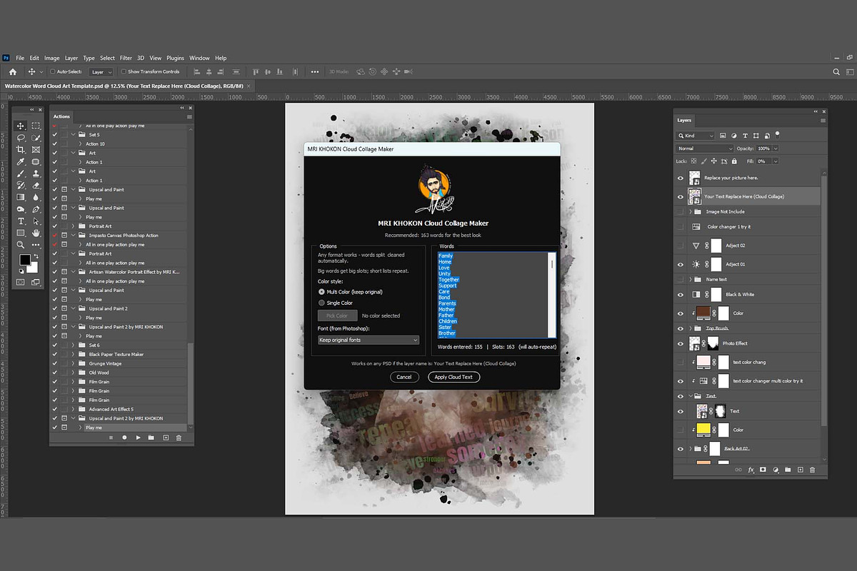 Watercolor Word Cloud Art PS Script, an Action Add-On by MRI STUDIO (Photo 12 of 16)