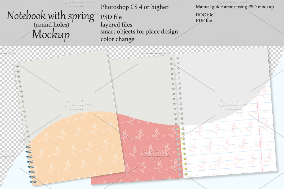 Notebook mockup. Sketchbook mockup., a Books & Magazine Mockup by NatalyaZelenova (Photo 1 of 7)
