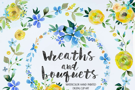 Watercolor bouquets & wreaths Vol.1