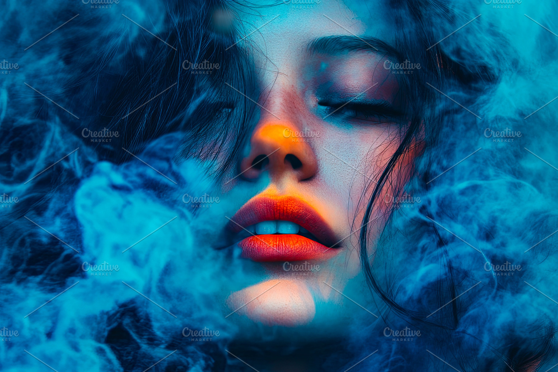 Woman's Face in Colorful Smoke, a Person Photo by Ales Munt