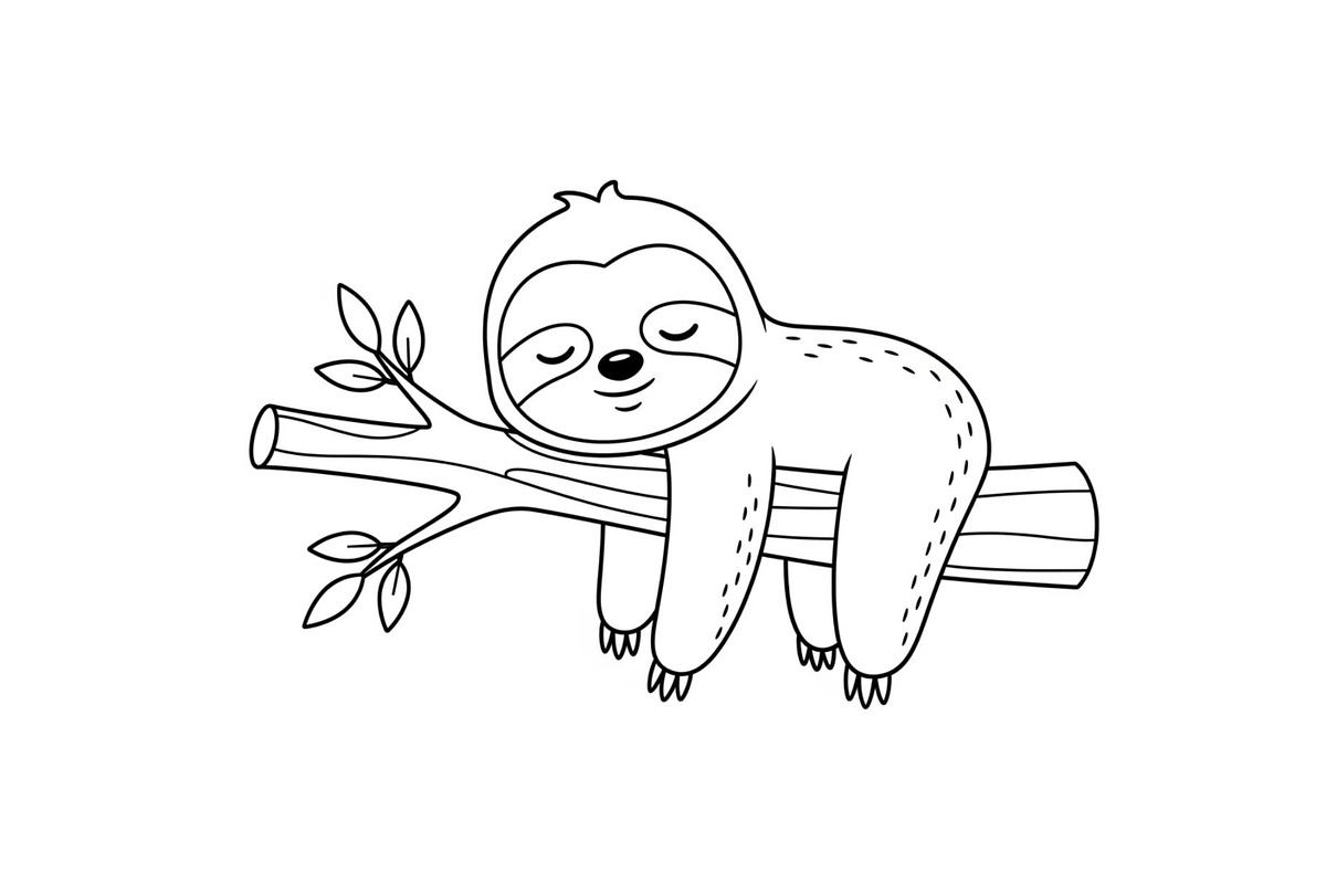 Cute Sloth Line Art Bundle, an Illustration by musafir_fashion (Photo 40 of 51)
