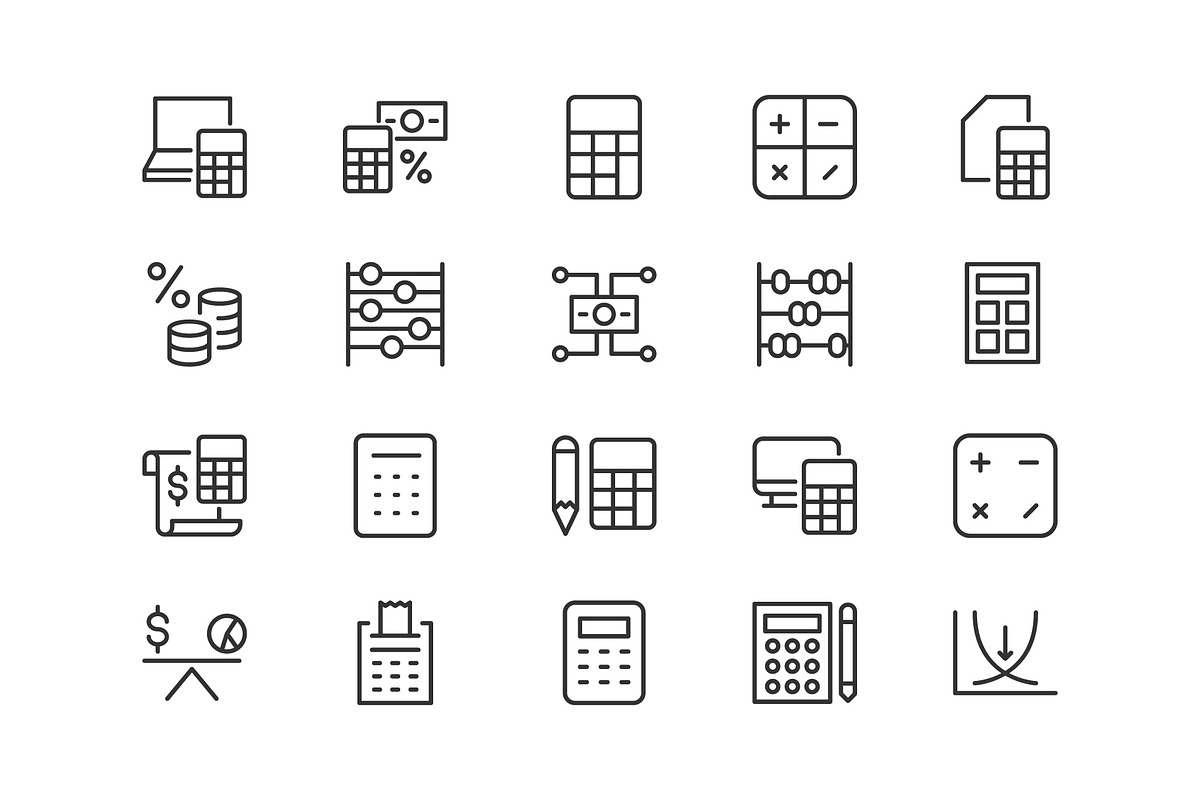 Line Stroke Set Of Accounting Icons, an Outline Icon by DStarky