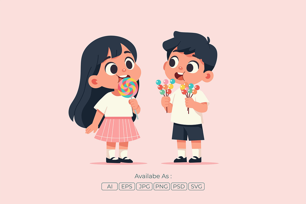 Kids Holding Lollipop, a Person Illustration by Partikusi Design (Photo 2 of 3)