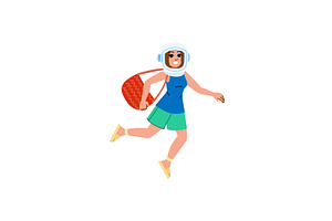 Young woman wearing astronaut helmet, a Person Illustration by pikepicture