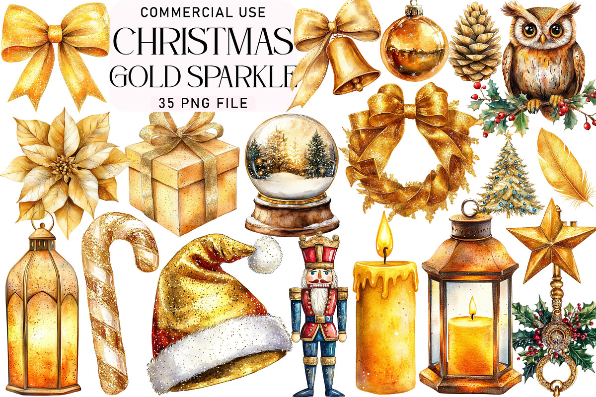 Gold Sparkle Christmas Clipart, an Illustration by Daily.Designs (Photo 1 of 5)
