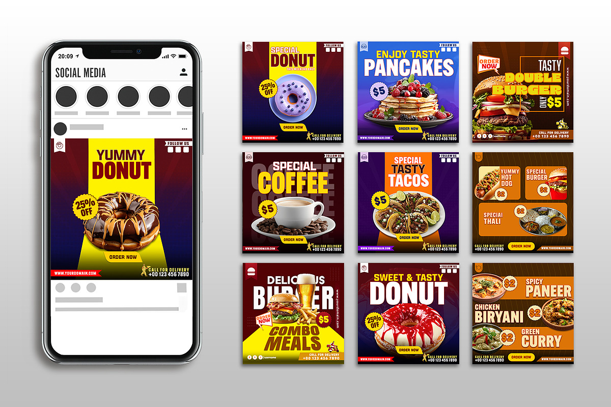 Food Promo Social Media Bundle PSD, a Social Media Template by Allies Interactive (Photo 3 of 4)
