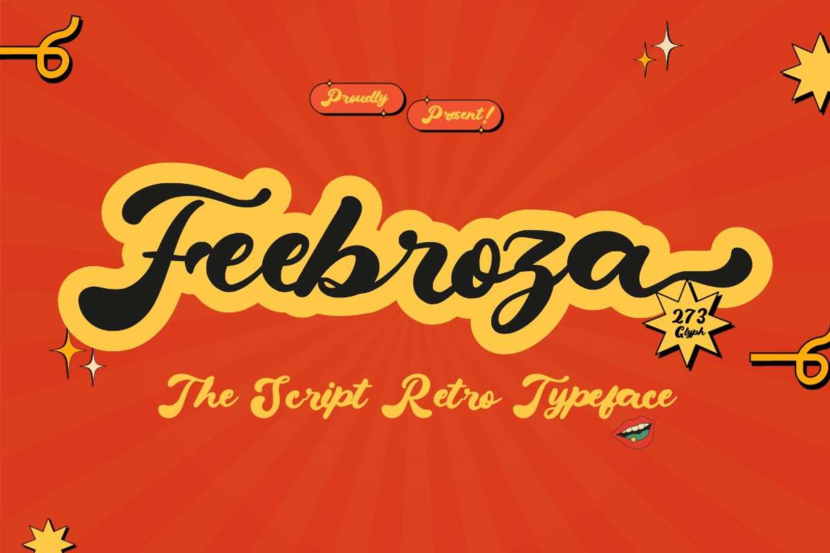 Feebroza - Script Retro Font, a Script Font by Dhabee (Photo 1 of 15)