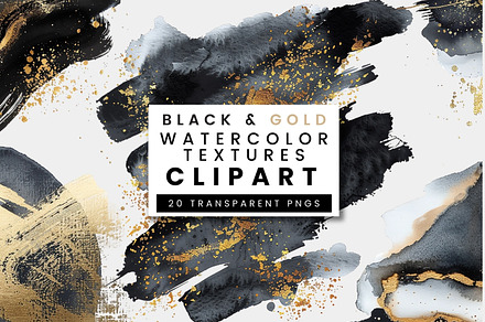 Black and Gold Watercolor Texture, a Texture Illustration by ClipCraft