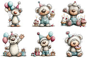 Whimsical Birthday Teddy Bear Clipar, an Illustration by CraftArtStudio (Thumbnail 3 of 6)