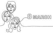8 March Cards Set. Continuous Line., a Person Illustration by Svetlana Kononova (Thumbnail 1 of 7)
