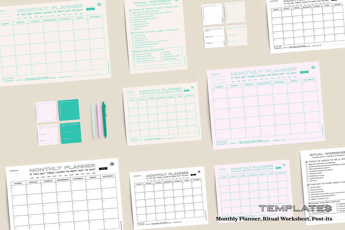 TIME MANAGEMENT_MONTHLY Planner Set, a Stationery Template by GoodNess Graphics (Photo 4 of 8)