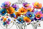 Watercolor Cosmos Flowers clipart, an Illustration by GatewayDesign (Thumbnail 1 of 5)