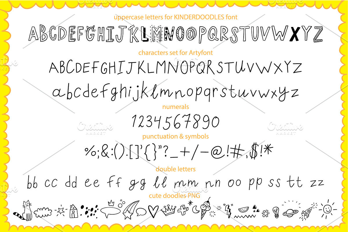 Kids font duo KINDERDOODLES Artyfont, a Handwritten Font by artnLera (Photo 3 of 5)