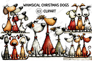 Whimsical Christmas Dogs Clipart, an Illustration by Creative Art (Thumbnail 1 of 11)