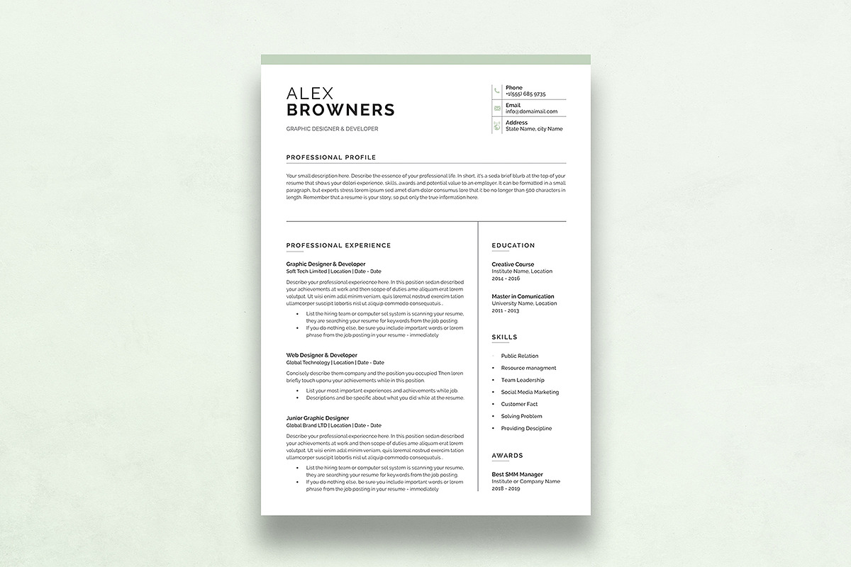 Graphic Designer Resume, a Resume Template by DesignDevisers (Photo 2 of 12)