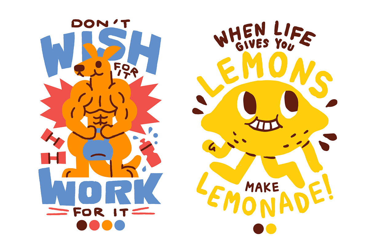 Funny cartoon character with quotes., an Animal Illustration by monkik (Photo 4 of 8)