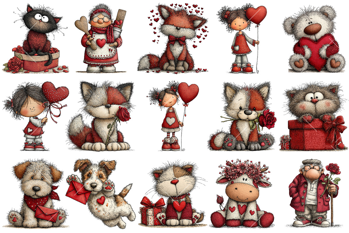 Whimsical Valentine's Day Clipart, an Illustration by OK Design (Photo 3 of 6)