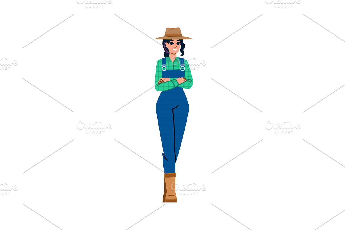 Confident farmer woman standing with, a Person Illustration by pikepicture