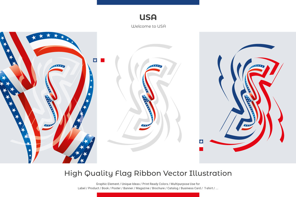 USA flag ribbon vector, a Templates & Theme by Simbos (Photo 1 of 9)