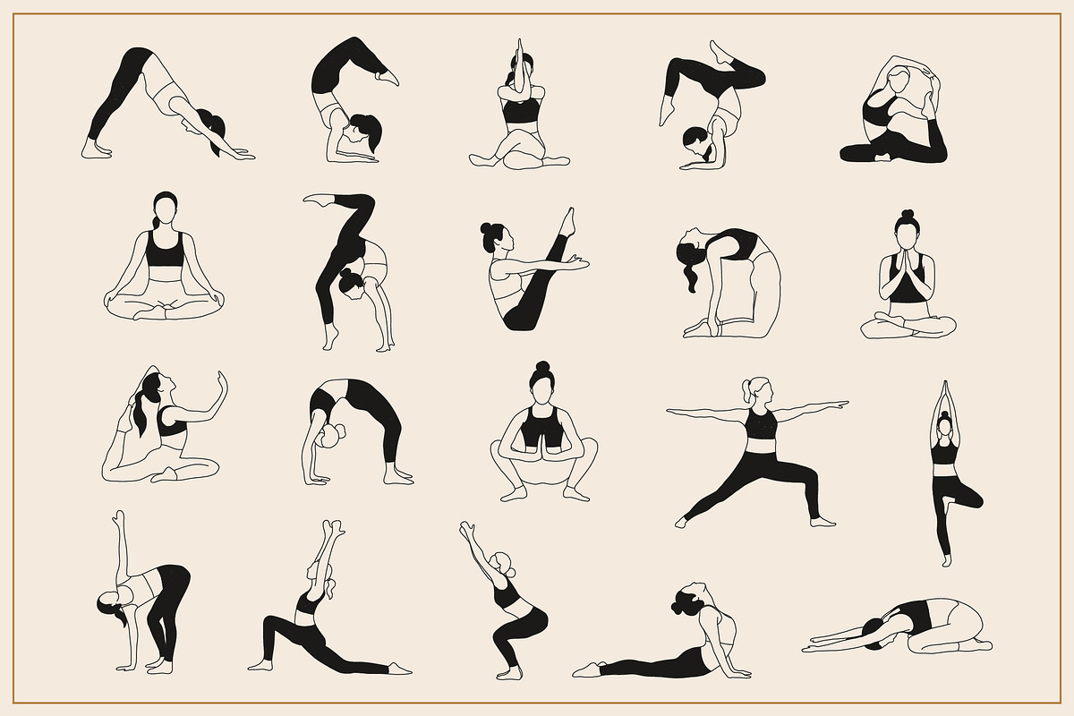 Hand Drawn Yoga Poses Illustrations, a Sport Illustration by Irene Florentina Design (Photo 2 of 4)