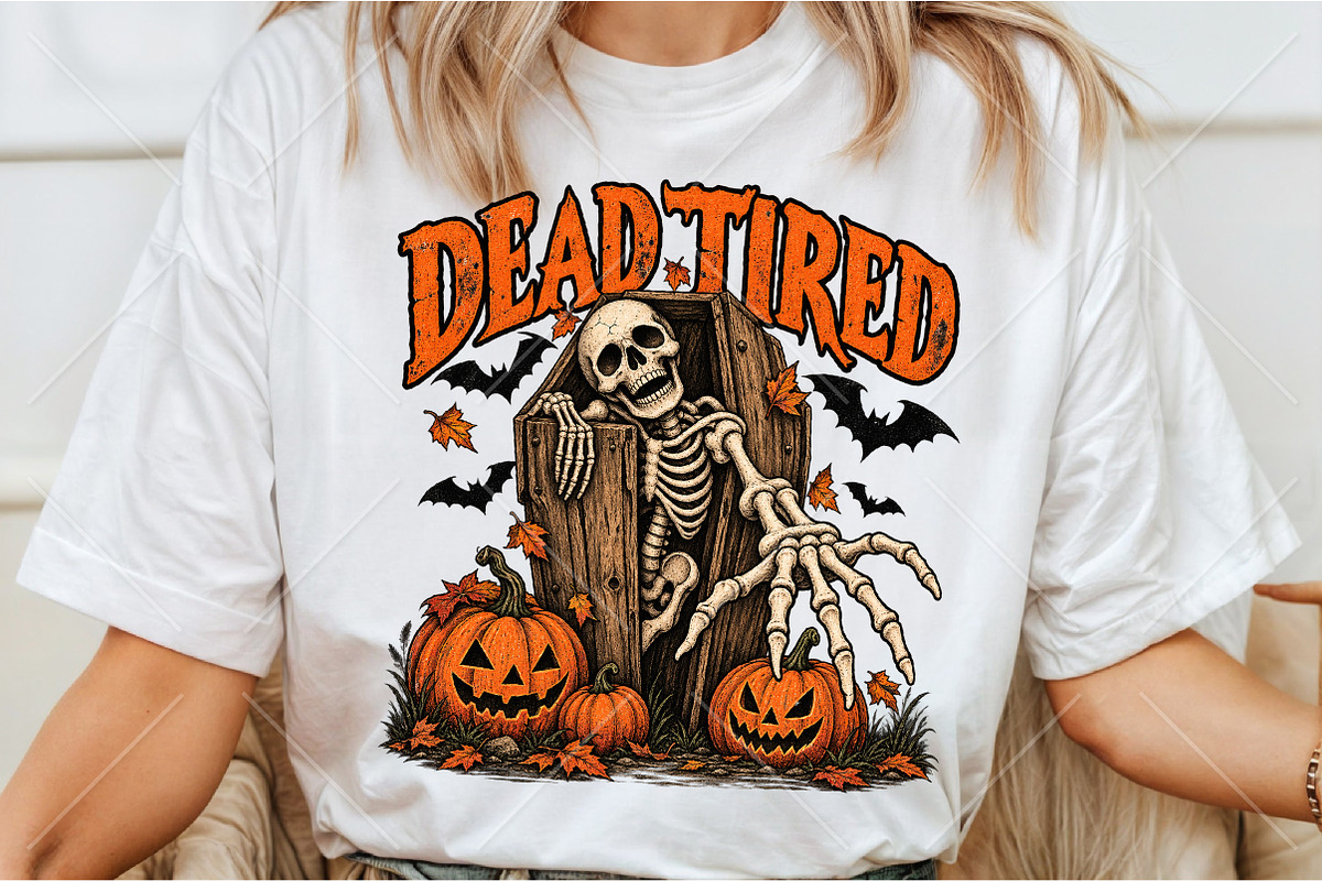 Halloween Dead Tired Skeleton Coffin, a Seasonal Illustration by Canvas Craft (Photo 3 of 6)