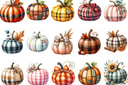Autumn Plaid Pumpkin Clipart, an Illustration by Designking (Thumbnail 2 of 4)