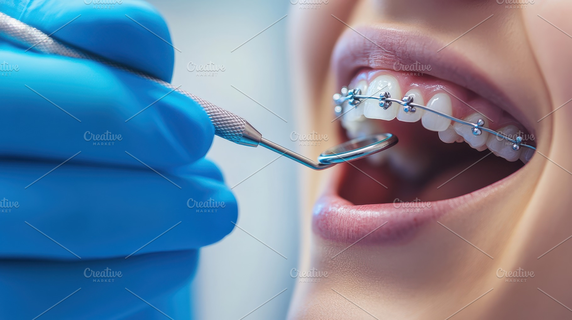 Dental checkup with braces: a close-, a Health & Medical Photo by Pixeness Studio
