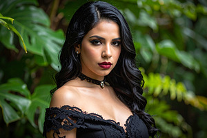 beautiful young goth woman portrait AI generated, a Photo by WorldOfPhotos