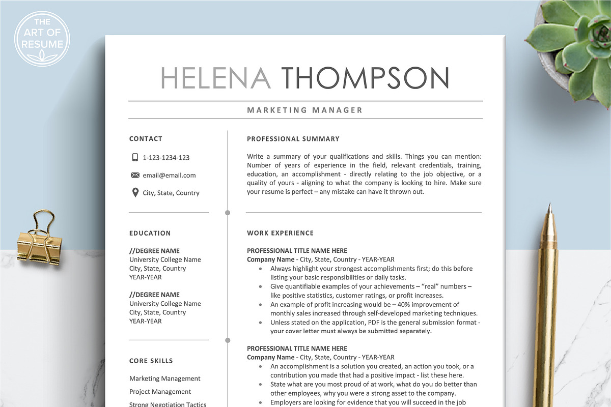 Simple Resume Template, Clean CV, a Resume Template by The Art of Resume (Photo 1 of 8)