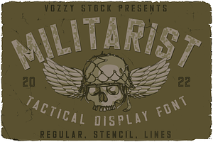 Militarist Font And Graphics, a Blackletter Font by VozzyStock