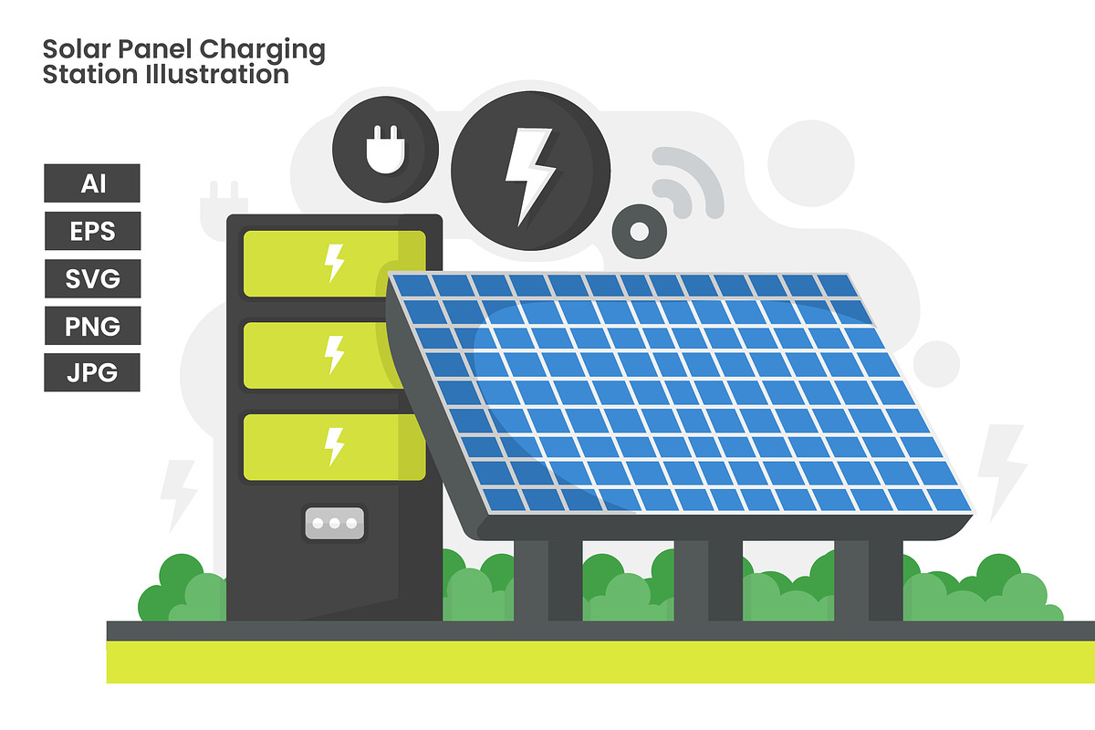 Solar Panel Charging Station, a Technology Illustration by erifqizeicon (Photo 2 of 3)