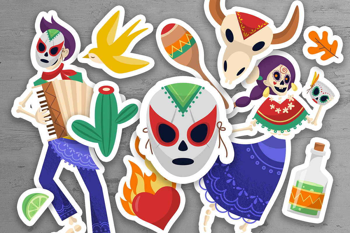 Mexican Dia De Muertos Illustrations, an Illustration by DesignerCandies (Photo 6 of 8)