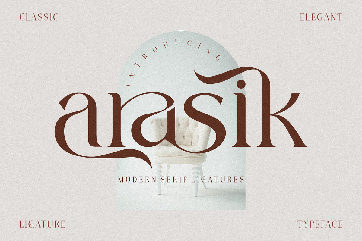 arasik _ modern serif ligatures, a Serif Font by Penatic Studio (Photo 1 of 10)