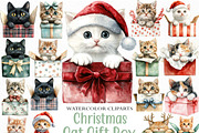 Christmas Cat Gift Box Clipart, an Illustration by Craft Nest (Thumbnail 1 of 6)