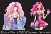 Glitter Pink Girl Sublimation Clipar, an Illustration by RobertsArt (Thumbnail 6 of 7)