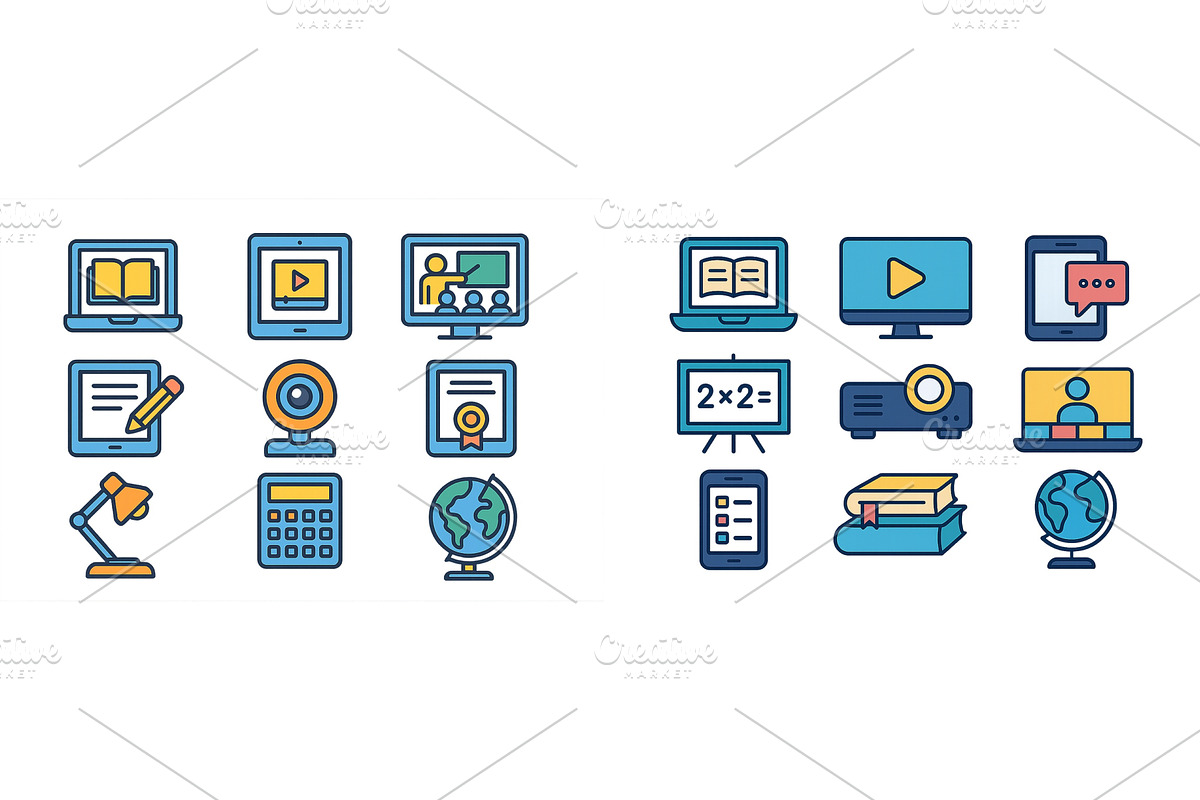 Educational icons representing, an Object Illustration by ZinetroN