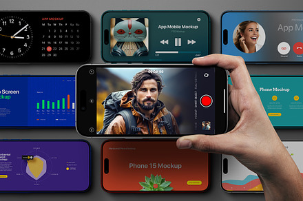 Hand Holding iPhone 15 Mockup, an iPhone Mockup by Avelina Studio