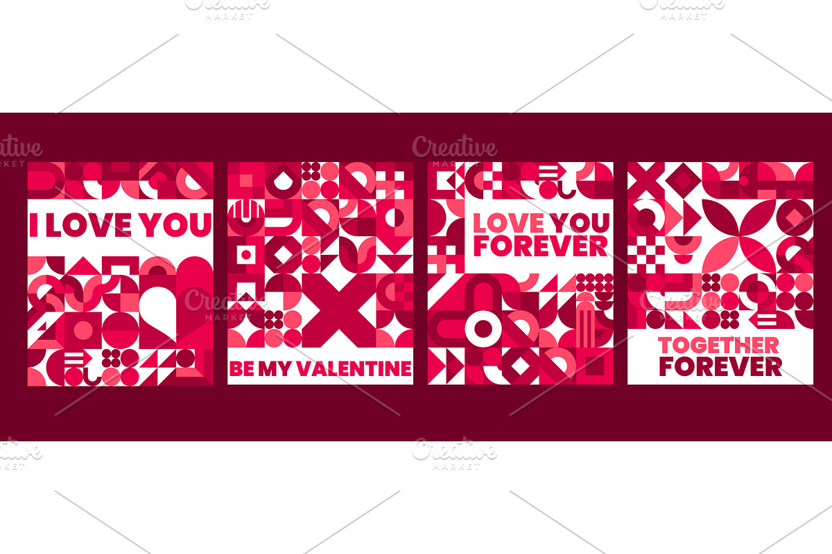 Geometric pattern Valentine posters, a Seasonal Illustration by Vector Tradition