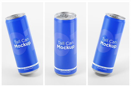 6 Tall Aluminum Cans Mockup Pack