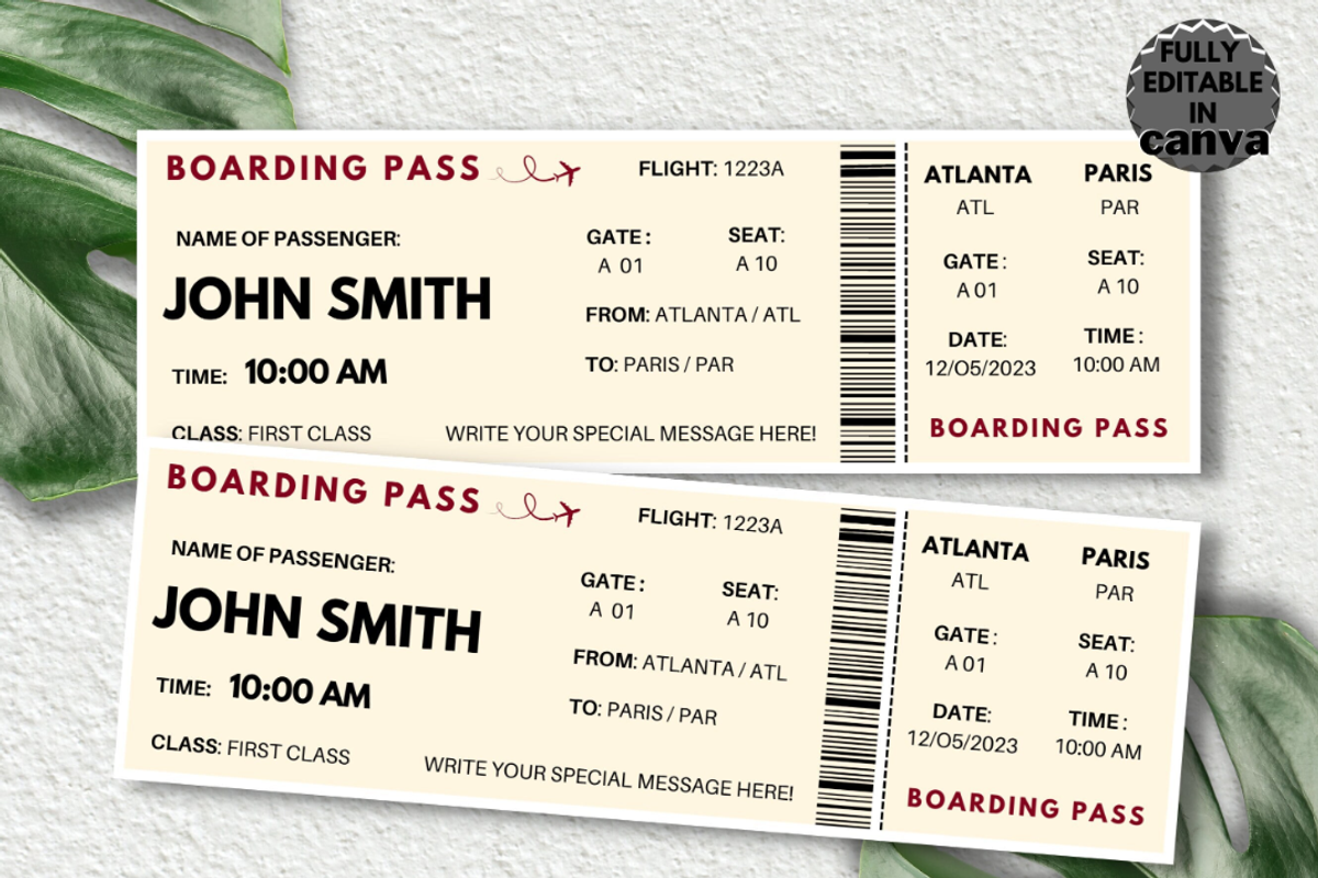 Editable Boarding Pass Template, a Card Template by YasdeyDesigns (Photo 1 of 8)