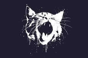 Cute Cat In Grunge Or Graffiti Style, an Animal Illustration by Black White Mouse Design